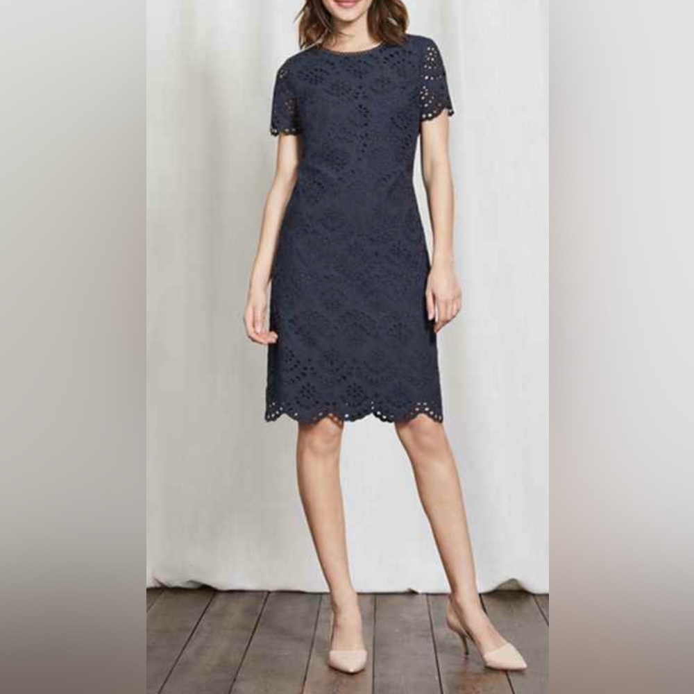 Boden Navy Eyelet Midi Dress